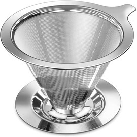 VIVACASA Coffee Dripper - Manual Pour Over Coffee Maker, Precise Drip for Coffee, Stainless Steel Filter, Reusable, Easy to Use and Clean