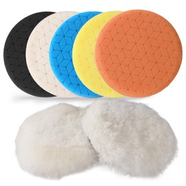 CLOPOMIC 6 Inch Buffing Pads Kit, 7PC(150mm) Sponge polishing Pads, car buffers and Polishers kit, car Detailing kit, Cutting Polishing Pad Kit for Car Buffer Compounding, Polish and Wax