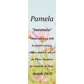 Pamela "Sweetness" Keepsake Name Meaning Bookmark with Bible Verse and Tassel