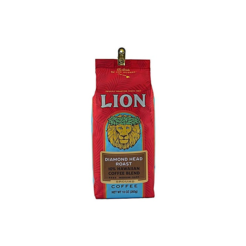 Lion Coffee, Diamond Head Roast, 10% Hawaiian Blend, Ground, 10