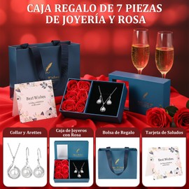 Lukovee Set de Joyería de Perlas para Mujer con Caja de Regalo, Juego de 3PCS Collar y Aretes para Mujer, Regalo de Boda Cumpleaños de San Valentín para Mamá Esposa Amante