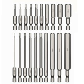 KOVOL Hex Wrench Bit Set, Impact Driver Bit, S2 Precision Screwdriver, For Electric Screwdrivers, Hex Bit Set, 0.25 inch (6.35 mm) Hex Bit, Magnetic Adsorption, 2.0 inches (50 mm) / 3.9 inches (100