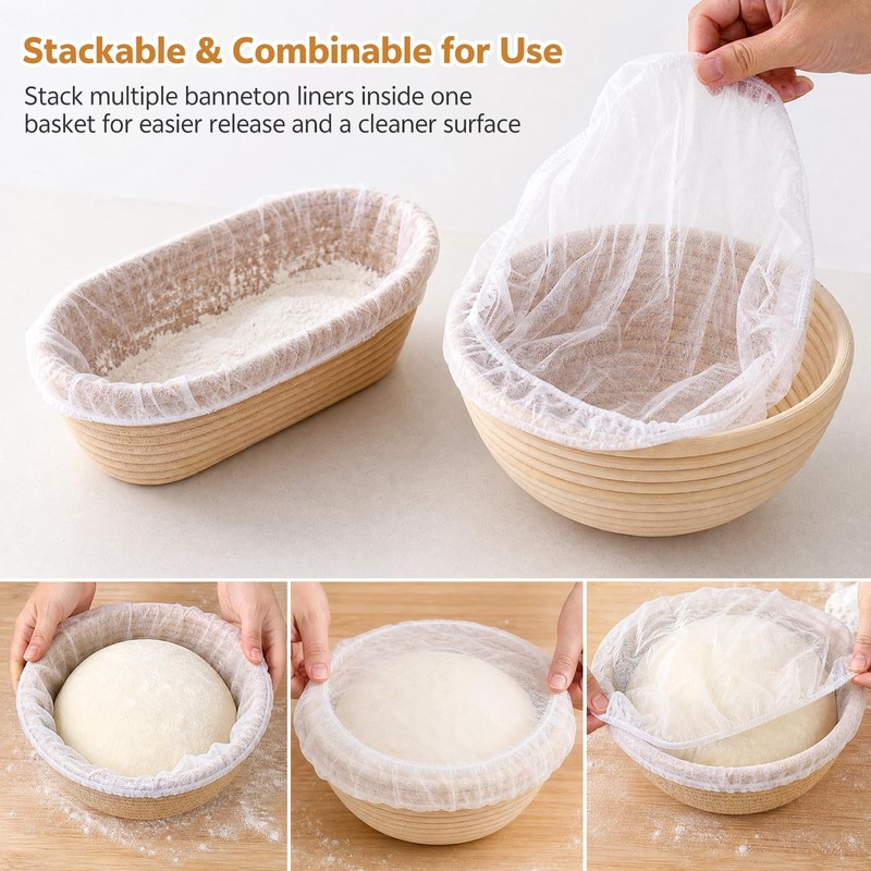100PCS Disposable Proofing Basket Liner for Sourdough, BPA-Free, Food Grade