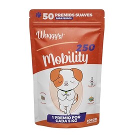 Waggys Premios Mobility para Perros Medianos - Apoyo para Movilidad, Articulaciones, Cadera, Dolores e Inflamación - Adicionados con Cartílago y Cúrcuma - 50 Premios Suaves. (Perros Medianos)