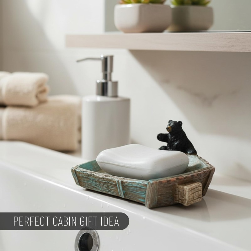 Pine Ridge Bear Soap Dish - Black Bear Outhouse Soap