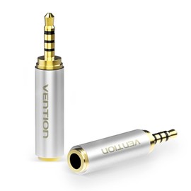 VENTION 2 Pack 2.5mm Male to 3.5mm Female Adapter, 3.5mm Female to 2.5mm Male Audio Adapter Converter Premium Quality Headphone Earphone Headset 2.5mm to 3.5mm 3 Ring Jack Stereo or Mono (Silver)