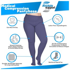 Plus Size Opaque Compression Tights for Women 20-30mmHg - Womens Graduated Support Stockings for Varicose Veins Circulation, Pregnancy, Edema - Purple, 5X-Large - A204PR8