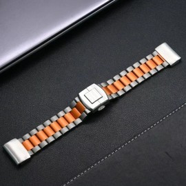 Unbranded 26mm Titanium orange Band for Garmin Fenix 8 51mm Fenix 7X Pro Metal Strap - Silver Titanium Orange, 26 mm