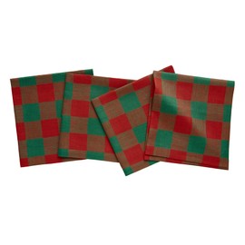 Solino Home Rojo y Verde servilletas de Tela Lino, Juego de 4 – 20 x 20 Pulgadas 100% Lino Puro Cocina Servilletas de Cena – Buffalo Check