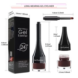 LSxia 2-in-1 Gel Eyeliner Set, Tattoo Eyeliner Waterproof Smudge Proof Gel Cream Eye liner Pot with Brush, High Pigment Eye Makeup for Women (Wine)