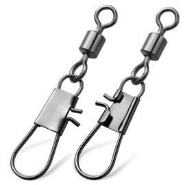 9KM DWLIFE 50pcs Rolling Swivels with Intersnap Value Saltwater Snaps Saltwater Freshwater Fishing Rigging Black 7#