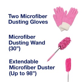 TidyUps 4 Piece Dusting Set, Pink