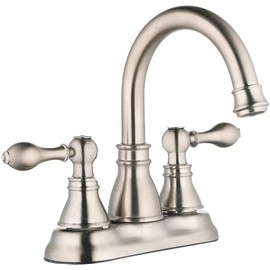 Derengge F-4501-BN Two Handles Brush Nickel Bathroom Faucet with Pop up Drain,cUPC NSF AB1953