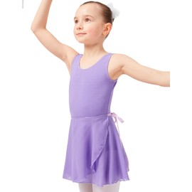 tanzmuster Emma Children's Wraparound Chiffon Ballet Skirt, Loose and Airy Ballet Skirt for Tying in Pink, White, Black, Light Blue, Pink and Purple, purple, 128/134
