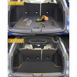 Cargo Liner & Backrest Mat Fit for 2019-2025 Acura RDX - All Weather Protection PU Leather Trunk Mat Back Seat Cover Protector - Leather Cargo Mats and Backrest Mat MDX Accessories