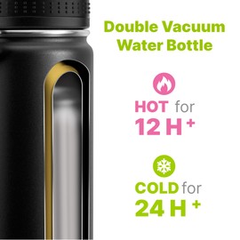 Mollcity Water Bottle 2 Pack 16 oz Stainless Steel Vacuum Insulated Water Bottle Wide Mouth Sports Flask with Leakproof Spout Lid (Canyon Red-Black)