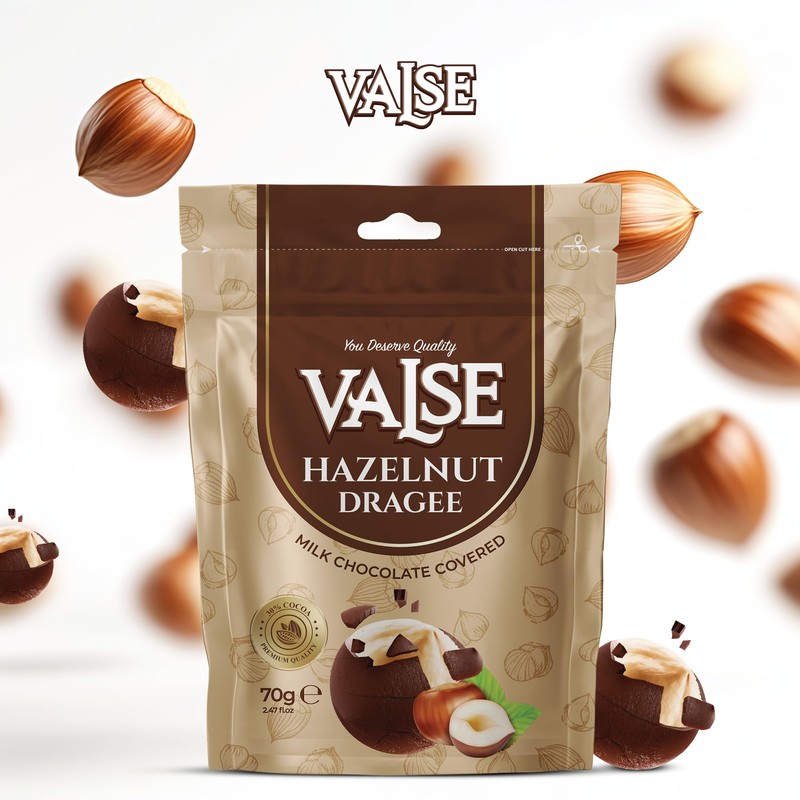 Chocolate Covered Hazelnuts Dragee, Milk Chocolate Covered Freeze Dried Hazelnuts