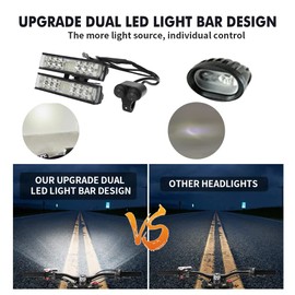 motoparty Headlight Kit for Sur-Ron Segway X260 X160 Talaria Upgrade Dual Light-Bar Individual Control Switch Plug and Play High Brightness(Upgrade 6 Inch Dual LED Light Bar,with Switch+Bracket+Plug)