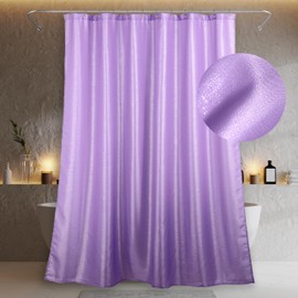 Lavender Glitter Shower Curtain: Light Purple Sparkle Bling Shiny Fabric Shower Curtains for Bathroom - Waterproof Washable Luxury Elegant Fancy Glam Metallic Shimmer Satin Bath Curtain - 72x72