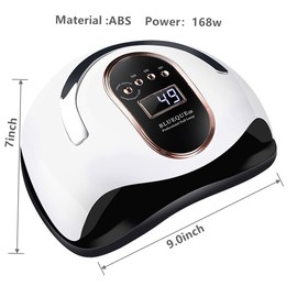 RUITASA 168 W Nail Lamps, Nail Dryers with Dual Light Sources LED and UV, Nail Polish Curing Lamps with 4-Timer Setting