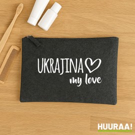 Huuraa Kulturbeutel Ukrajina My Love Geschenk 1 Liter Charcoal Filz Ukrajina Geschenkidee