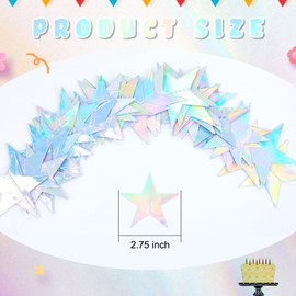 Spakon 65 Feet Glitter Star Paper Garland Banner Hanging Decoration Star Streamers Double Side 2025 Graduation Decorations for Wedding Birthday Festival New Year Party Decoration (Iridescent)