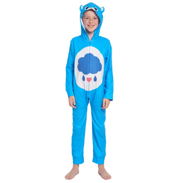 Care Bears Mono de pijama con capucha para dormir familiar, Azul / Patchwork, 5 Años