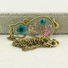 FM FM42 Multicolor Dried Flowers Cat Shape Pendant Necklace with