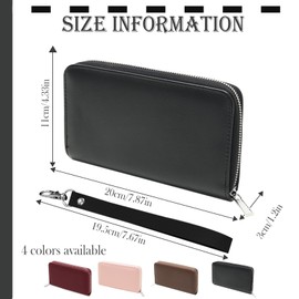 Realand Large Capacity Credit Card Wallet - Leather RFID Blocking Zipper Credit Card Holder Accordion Organizer with Wristlet for Women Men, 36 Slots, Black