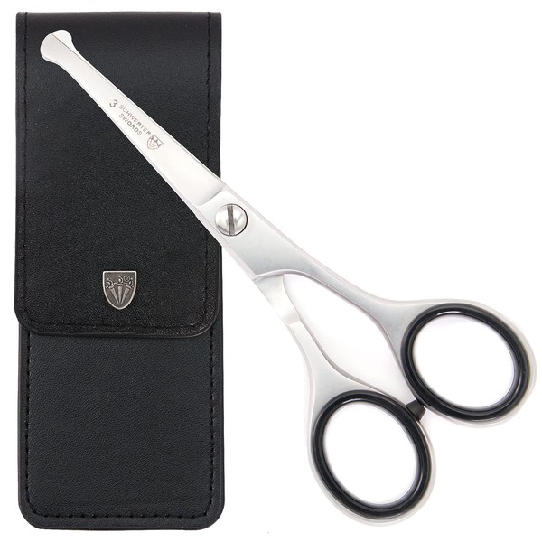 3 Swords Germany - Professional stainless steel nose hair and ear scissors with case