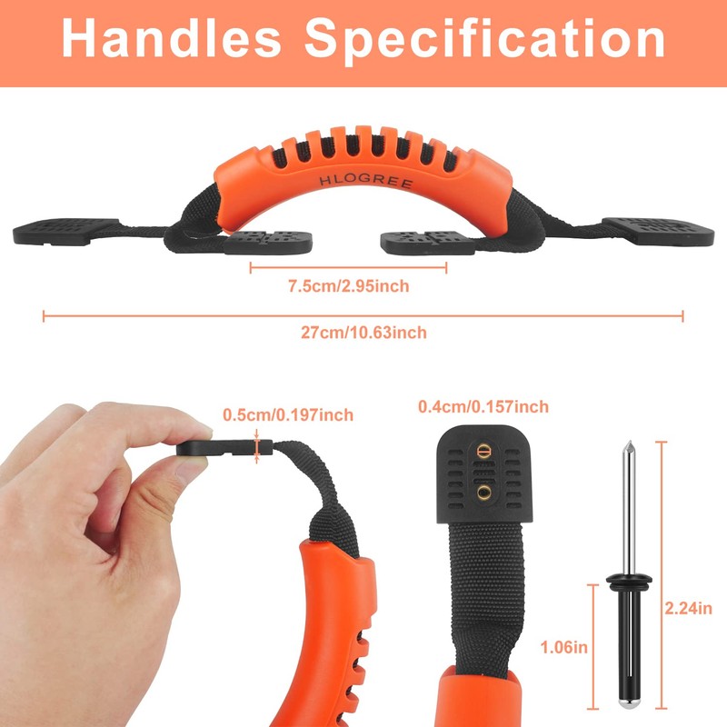 HLOGREE 4Pack Kayak Carry Handles, Kayaking Accessory Canoe Boat Side