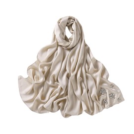 ANKOMINA Women Soft Stitch Diamond Floral Bubble Chiffon Instant Hijab Scarf Fashion Silk Shawl Wraps Muslim Head Scarves