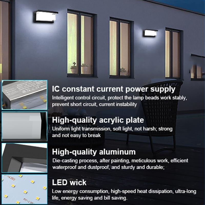 Sytmhoe 5000K Daylight White Outdoor Wall Sconce Lights, LED Exterior