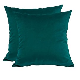 TangDepot Pack of 2 Solid Velvet Throw Pillow Covers, Cushion Shams, Super Luxury Soft Pillow Cases, Square Pillow Shells - (16x16 Inch 2 Pieces, Teal Green)