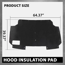 G-PLUS Hood Insulation Pad with Clips Compatible with Ford F150 F250 F350 Bronco 1987-1991 Black