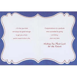Designer Greetings Wonderful Graduate : Blue Border Lined Paper : Gold Seal Graduation Congratulations Card