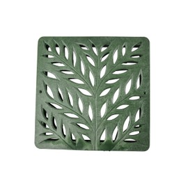NDS 1218GR Square Catch Basin Drain Grate with Decorative Botanical Design, Fits 12-Inch Square Catch Basin Drain, Risers and Low Profile Adapter, 12-Inch, Plastic, Green