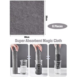 ZOCONE 6 Pcs Thickened Magic Cleaning Cloth, Large Microfiber Window Cleaning Cloths 30 * 30CM Reuseable Magic Cloths to Clean Surfaces Glass Cleaning Magic Cloth for Dusting,Cars,Kitchen (Dark Grey)