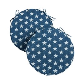 Greendale Home Fashions Outdoor 18-inch Round Reversible Seat Cushion, 2-Pack, Stars 2 Count