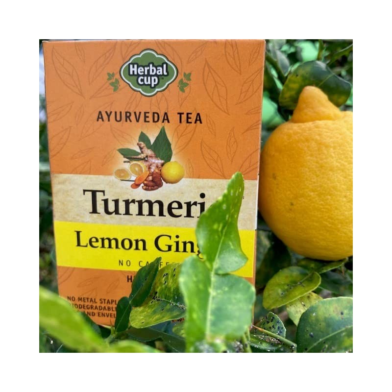 Herbal Cup Ayurveda Turmeric Tea, Organic Lemon Ginger, No Caffeine