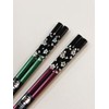 Couples Chopsticks, Silver Cherry Blossoms, Green, Purple, Design with Paulownia
