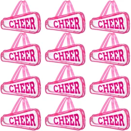 Sunnymove 12 Pcs Clear Cheer Bag Bulk Cheer Gifts for Team 11 x 5.3 Inch PVC Cheerleading Gift Waterproof Portable Cheerleader Tote Cheerleading Travel Duffel Packet for Sport Teammates Party Supplies