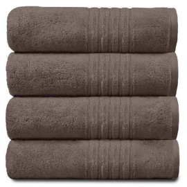 GC GAVENO CAVAILIA New Hampton Hand, Ultra Soft Extra Absorbent Pack of 4 Luxury Towel Set, 100% Ringspun Cotton, Egyptian, Walnut, 50x80 Cm
