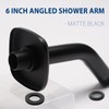 HOMYEP Matte Black Angled Shower Arm with Flange, Wall Mounted
