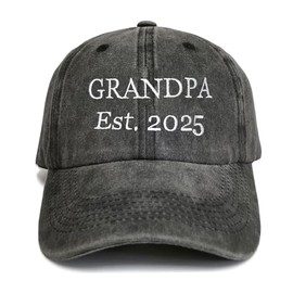 Giavuwn Grandpa Est 2025 Hat for Men Embroidered Vintage Cotton Baseball Cap Promoted to Grandpa Gifts-Black