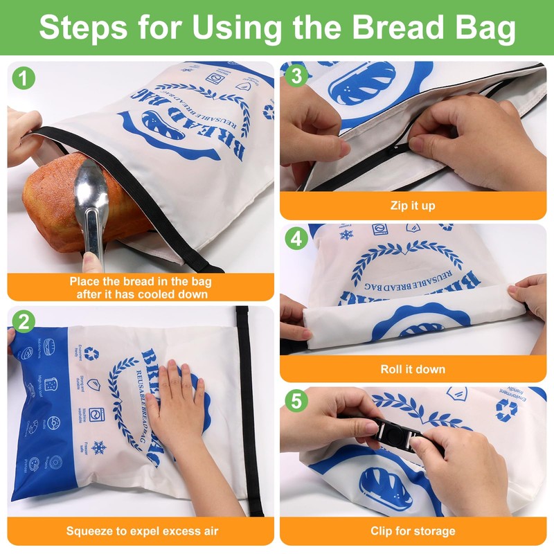SumDirect Bread Bags for Homemade Breads- 1 Pack Blue Reusable