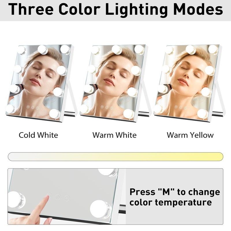 HOMPEN Vanity Mirror with Lights, Touch Control Makeup Mirror with