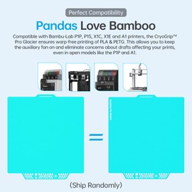 BIGTREETECH Direct BIQU CryoGrip? Pro Glacier Panda Build Plate for Bambu-Lab P1S P1P X1C X1E A1 3D Printers, Double-Sided Fine Textured Spring Steel Sheet, Firm Adhesion, 257x257mm, 1 Piece