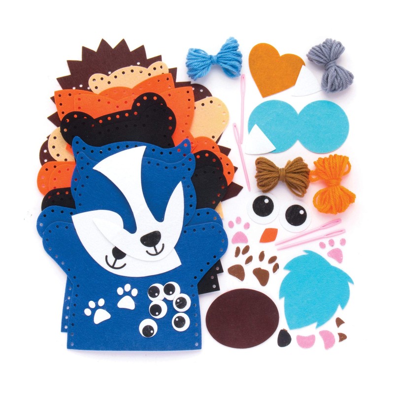 Baker Ross AR637 Woodland Animal Hand Puppet Sewing Kits (Pack