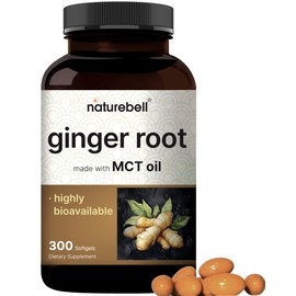 Ginger Root with MCT Oil – 6,000mg Equivalent – 300 Softgels | Highly Bioavailable | 20:1 Root Extract | Herbal Supplements for Digestive Health & Occasional Bloating | Non-GMO, Gluten Free